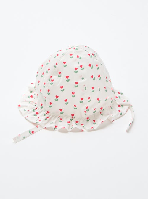 Geprinte bucket hat met ruches en trekkoordjes - Kiabi