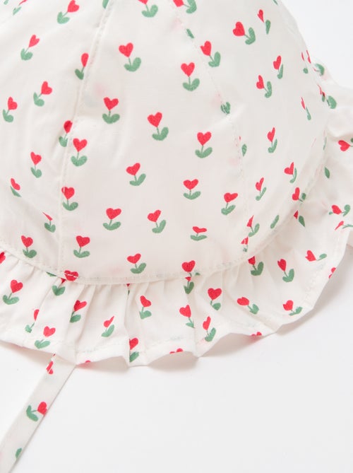 Geprinte bucket hat met ruches en trekkoordjes - Kiabi
