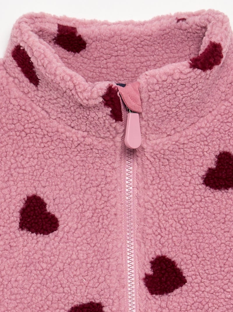 Geprinte fleece - gemakkelijk aan te trekken collectie Roze - Kiabi