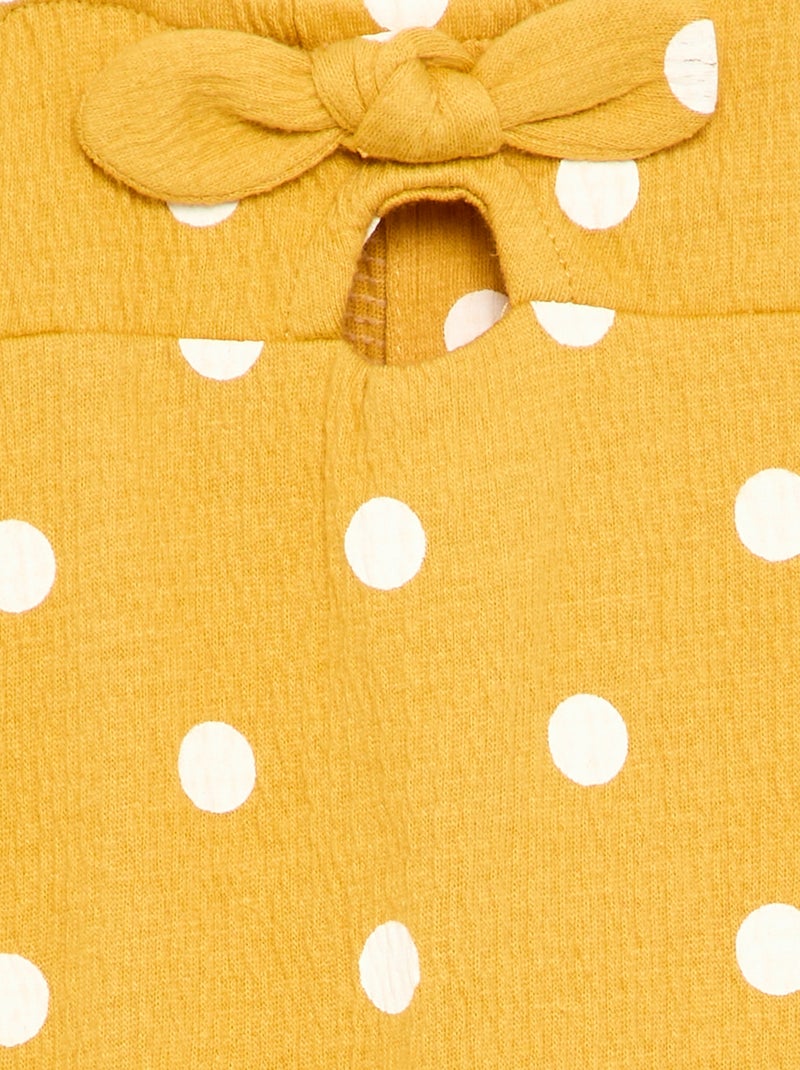 Geprinte playsuit van kreukelstof Geel - Kiabi