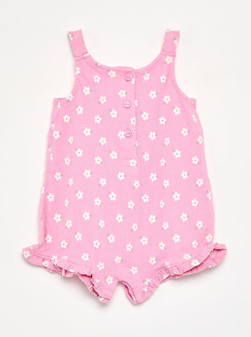 Geprinte playsuit van kreukelstof Rose - Kiabi