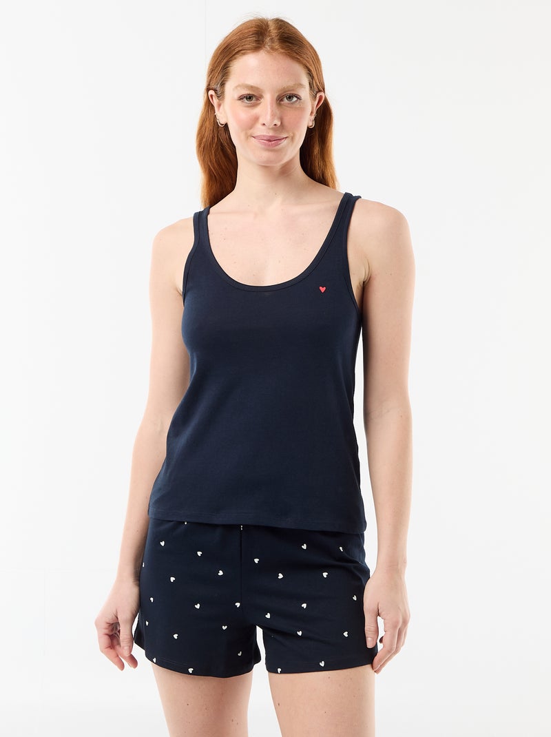 Geprinte pyjamashort - 2-delig Blauw - Kiabi