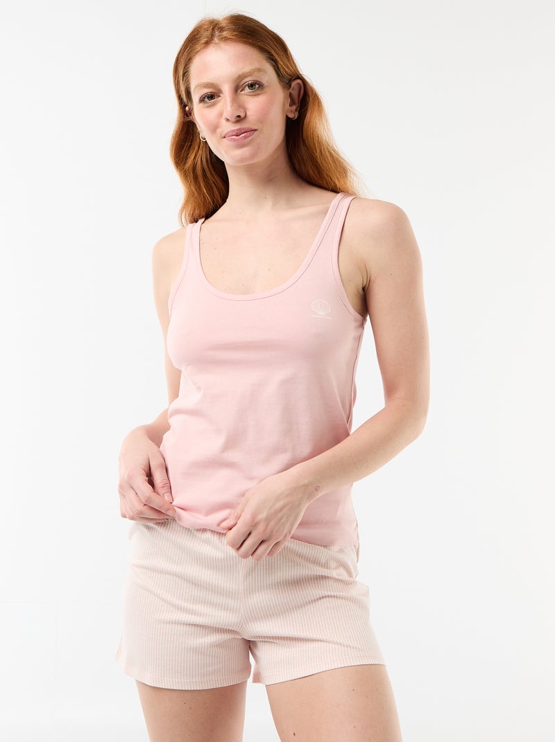 Geprinte pyjamashort - 2-delig Rose - Kiabi