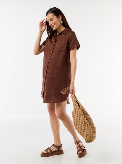 Geprinte zwangerschapsjurk van linnenmix - Kiabi