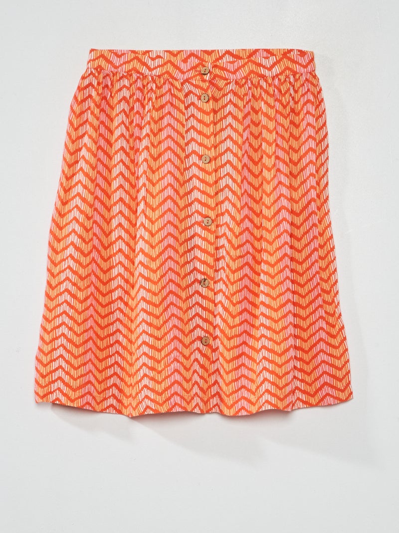 Gerende rok met print WIT - Kiabi