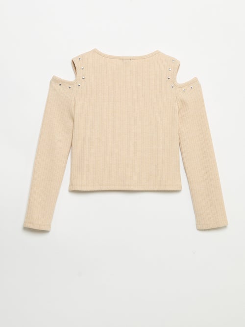 Geribbeld T-shirt met blote schouders - Kiabi