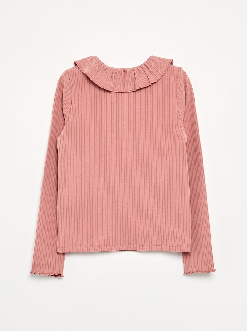 Geribbeld T-shirt met kraagje Rose - Kiabi
