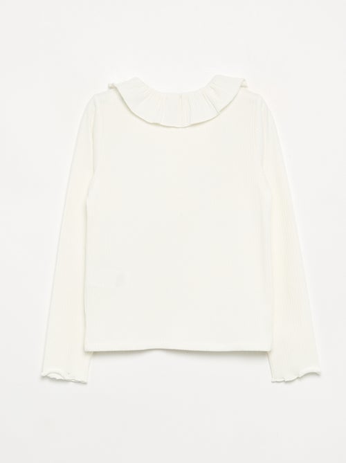 Geribbeld T-shirt met kraagje - Kiabi
