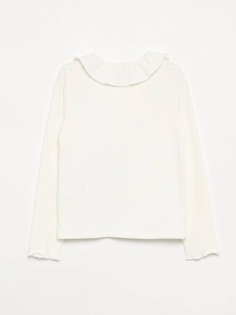 Geribbeld T-shirt met kraagje Wit - Kiabi