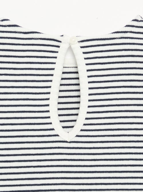 Geribbeld T-shirt met lange mouwen en strik - Kiabi