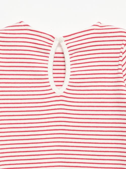 Geribbeld T-shirt met lange mouwen en strik - Kiabi