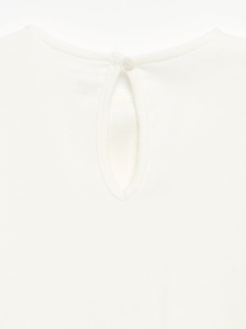 Geribbeld T-shirt met lange mouwen en strik - Kiabi