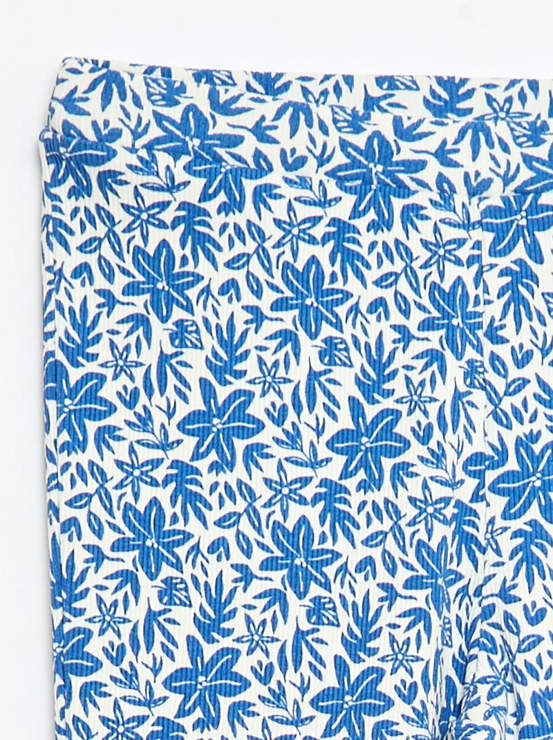 Geribbelde legging met motief Blauw - Kiabi