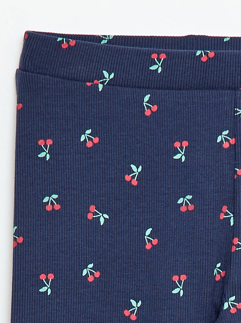 Geribbelde legging met motief Blauw - Kiabi