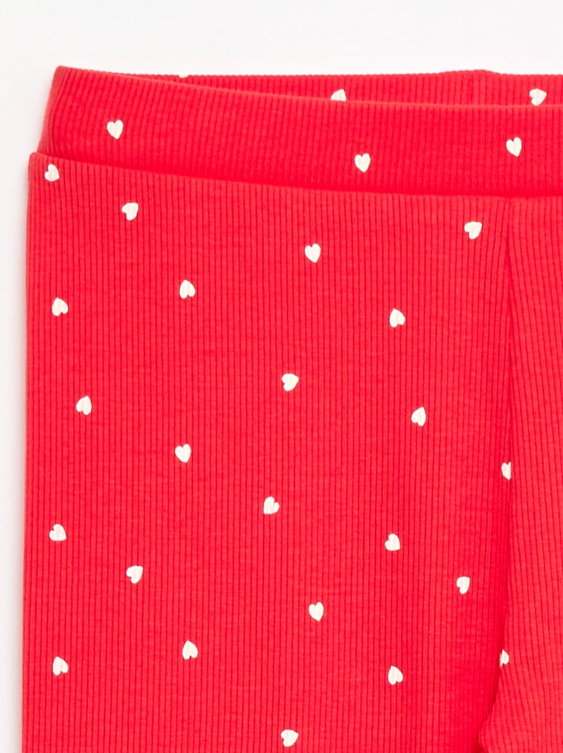 Geribbelde legging met motief Rood - Kiabi