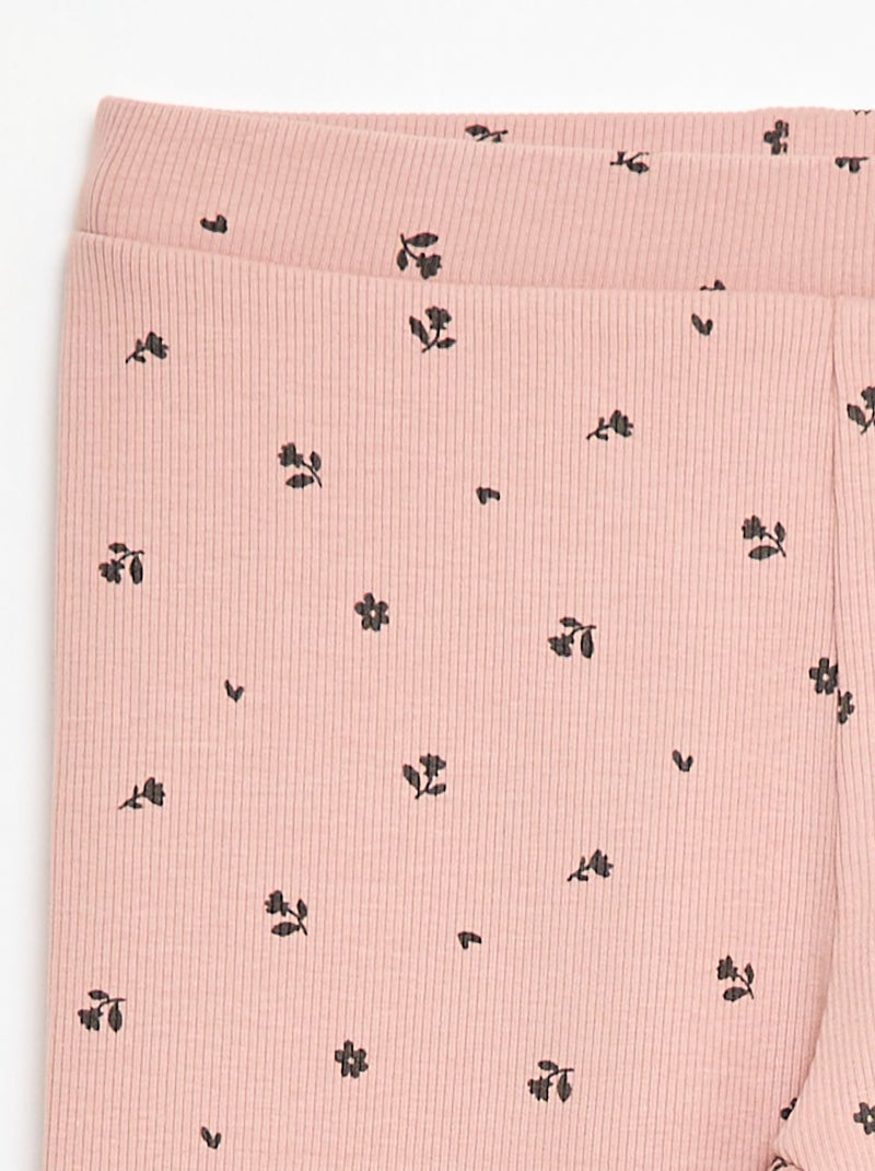Geribbelde legging met motief Rose - Kiabi