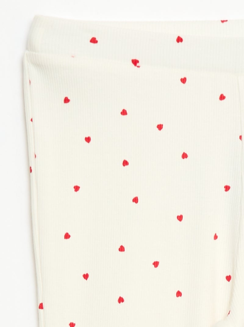 Geribbelde legging met motief Wit - Kiabi