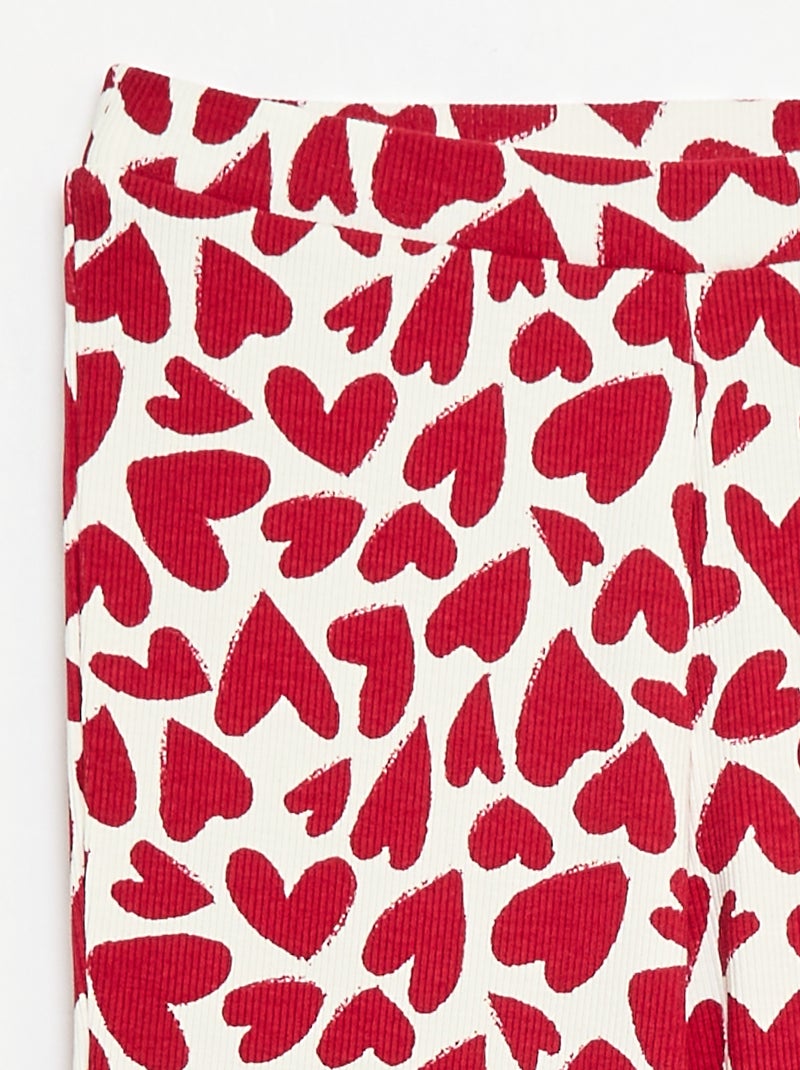 Geribbelde legging met motief Wit - Kiabi