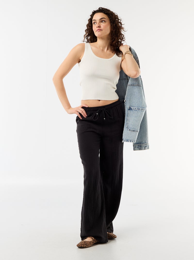 Geribbelde mouwloze top Wit - Kiabi