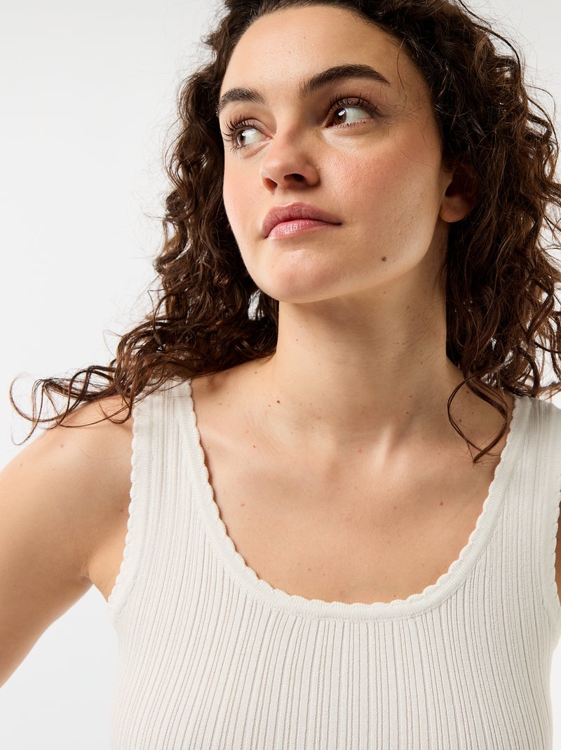 Geribbelde mouwloze top Wit - Kiabi