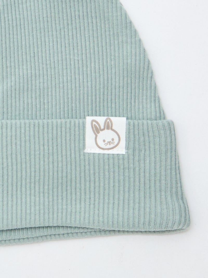 Geribbelde muts met fantasieoren Blauw - Kiabi