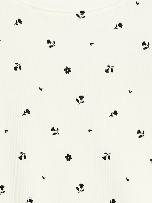 Geribbelde T-shirt met korte, geplooide mouwen - Kiabi