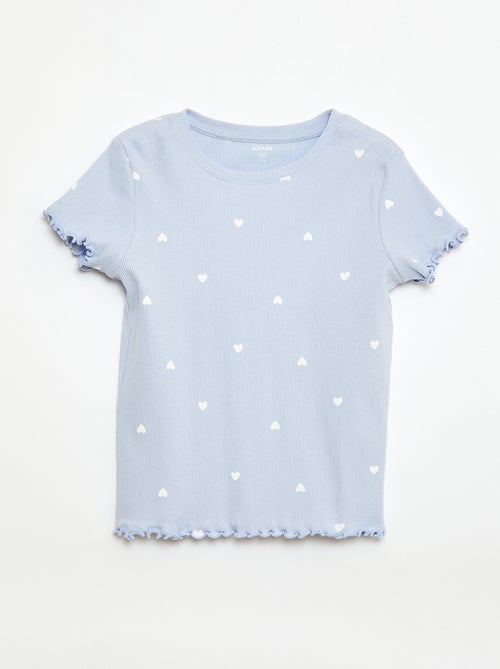 Geribbelde T-shirt met korte, geplooide mouwen - Kiabi