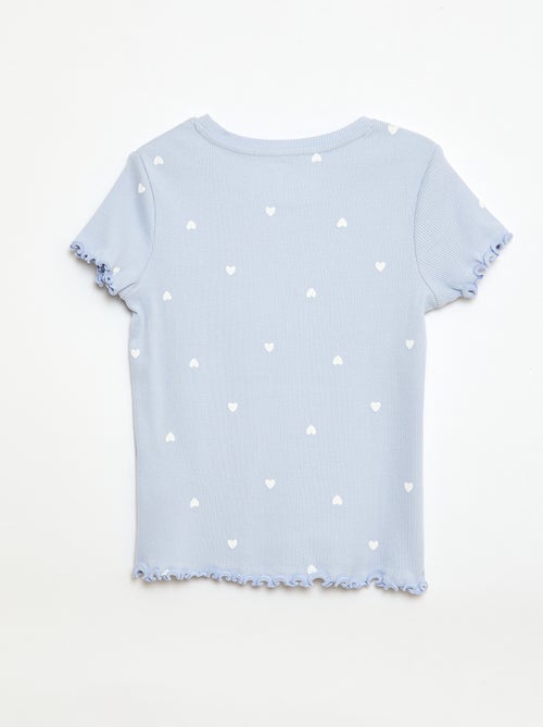 Geribbelde T-shirt met korte, geplooide mouwen - Kiabi