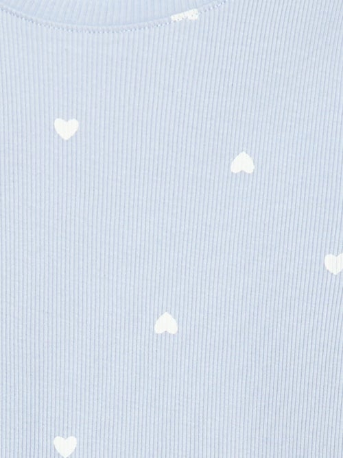 Geribbelde T-shirt met korte, geplooide mouwen - Kiabi