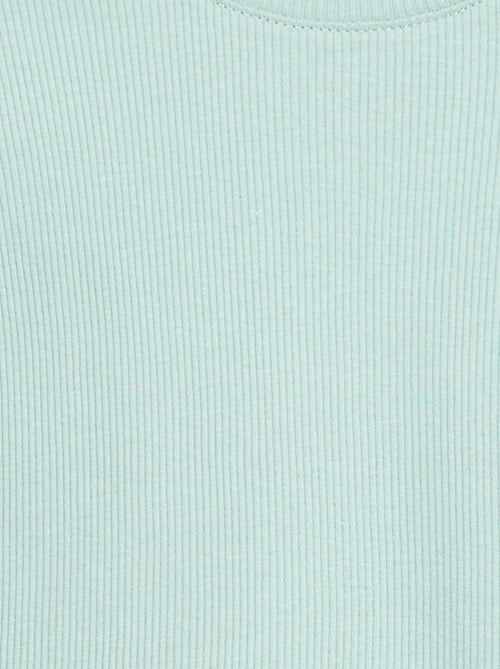 Geribbelde T-shirt met korte, geplooide mouwen - Kiabi