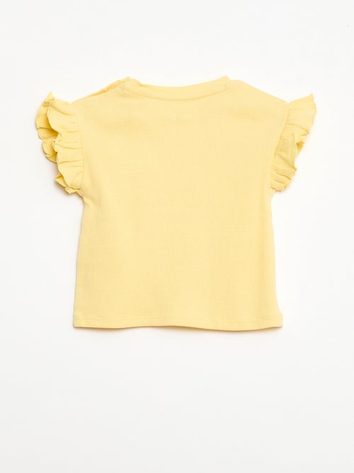 Geribbelde T-shirt met korte, geplooide mouwen - Kiabi