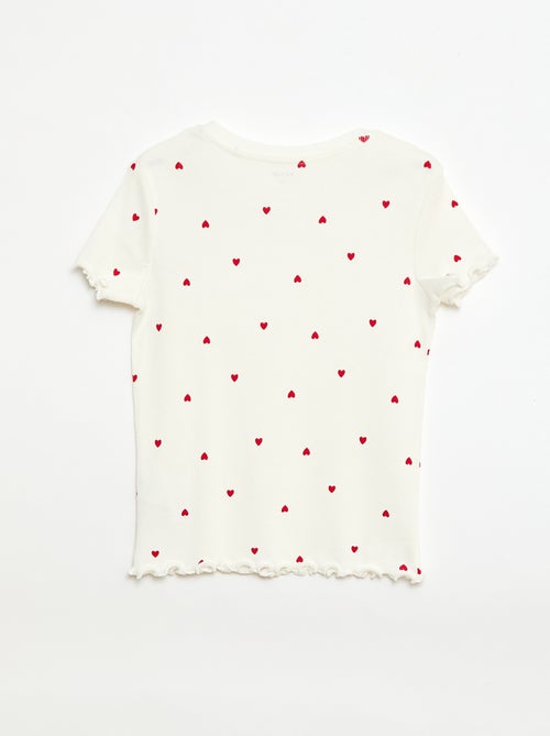 Geribbelde T-shirt met korte, geplooide mouwen - Kiabi