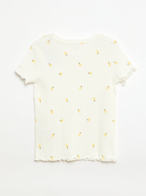 Geribbelde T-shirt met korte, geplooide mouwen - Kiabi