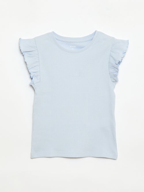Geribbelde T-shirt met volanmouwen - Kiabi