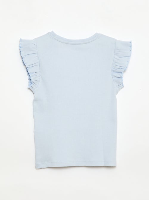 Geribbelde T-shirt met volanmouwen - Kiabi