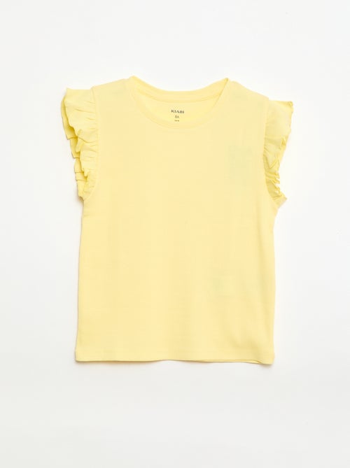 Geribbelde T-shirt met volanmouwen - Kiabi