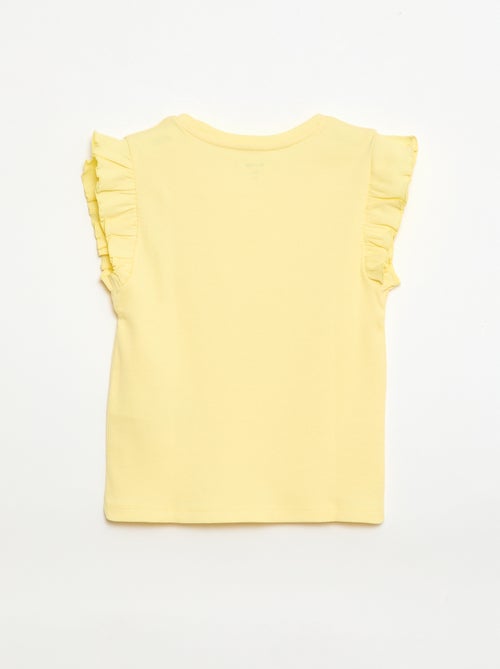 Geribbelde T-shirt met volanmouwen - Kiabi