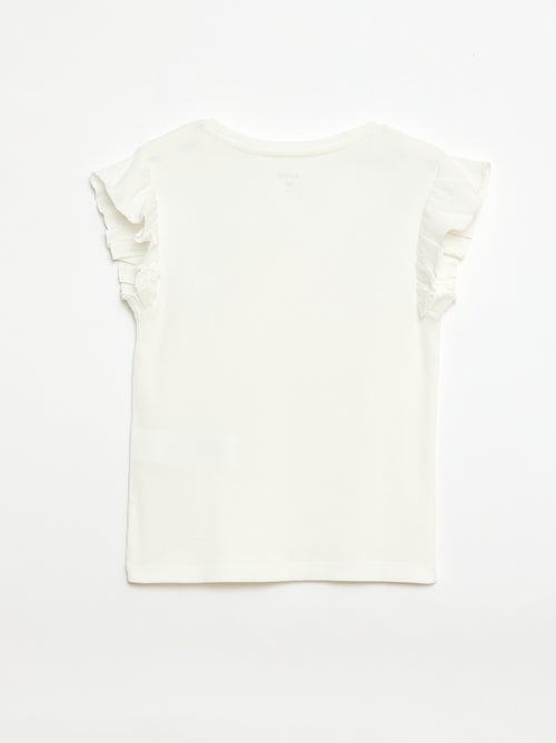 Geribbelde T-shirt met volanmouwen - Kiabi