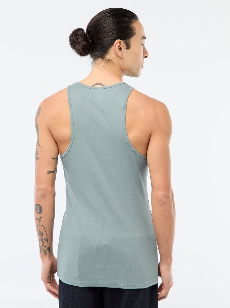 Geribbelde tanktop Blauw - Kiabi