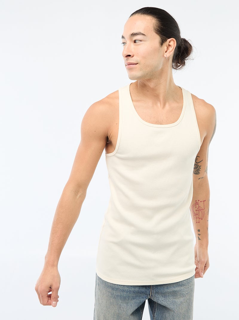 Geribbelde tanktop Wit - Kiabi