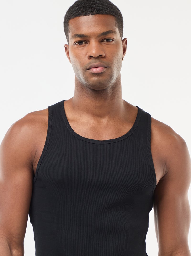 Geribbelde tanktop Zwart - Kiabi