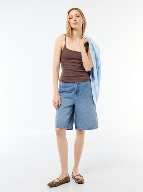 Geribbelde top met fijne bandjes - Kiabi