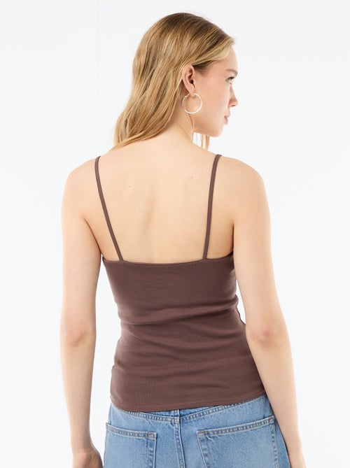 Geribbelde top met fijne bandjes - Kiabi