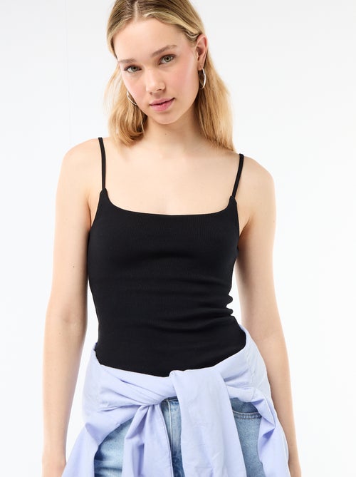 Geribbelde top met fijne bandjes - Kiabi