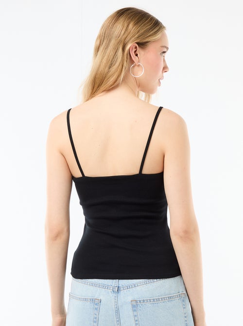 Geribbelde top met fijne bandjes - Kiabi