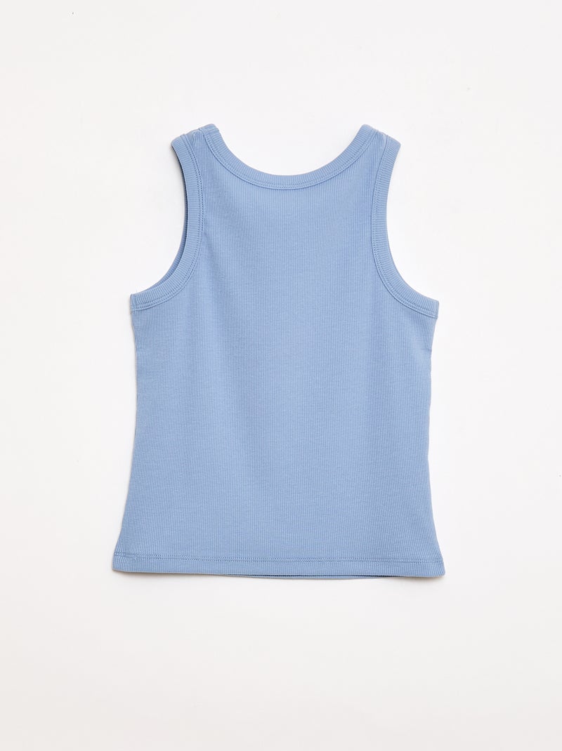 Geribbelde top met ronde hals Blauw - Kiabi