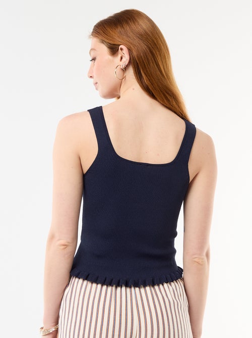 Geribbelde top met sierknoopsluiting aan de voorkant - Kiabi