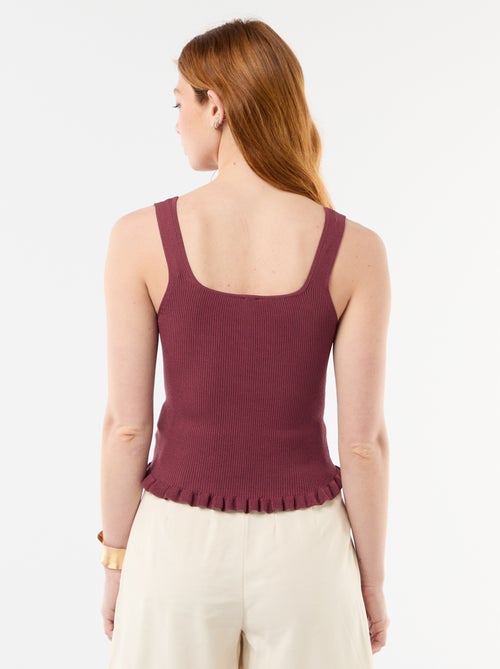 Geribbelde top met sierknoopsluiting aan de voorkant - Kiabi