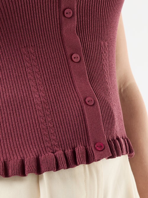 Geribbelde top met sierknoopsluiting aan de voorkant - Kiabi