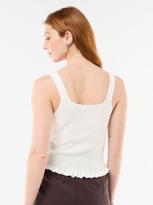 Geribbelde top met sierknoopsluiting aan de voorkant - Kiabi